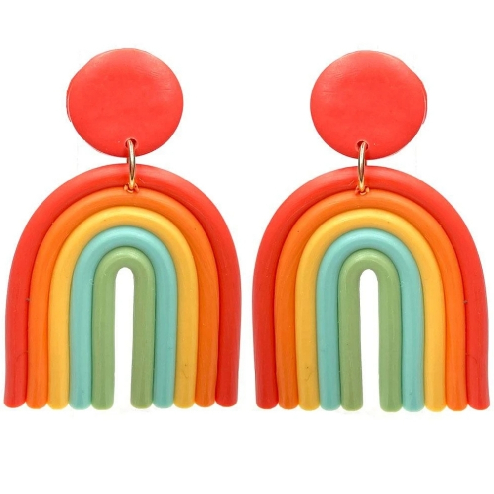 Rainbow Polymer Clay Earrings